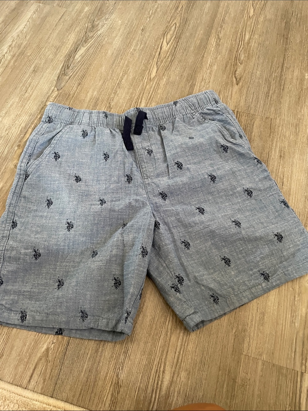 U.S. Polo Assn. Light Blue Pull‑On Shorts with Navy Embroidery